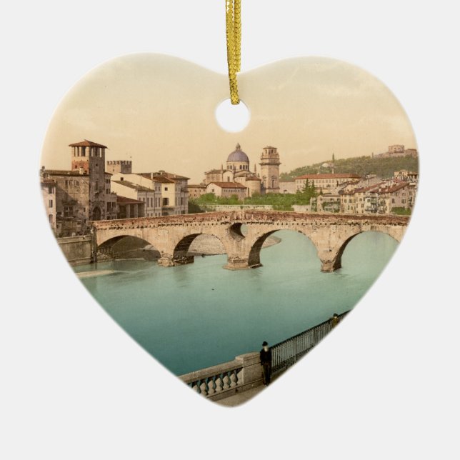 Steinbrücke und San Giorgio, Verona, Italien Keramikornament (Vorne)