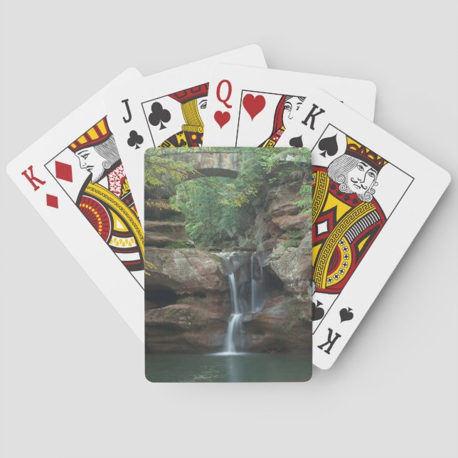 Steinbrücke und Wasserfall Spielkarten (Rückseite)