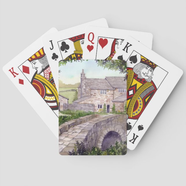 Steinbrücke Wasserfarbenmalerei Spielkarten (Rückseite)