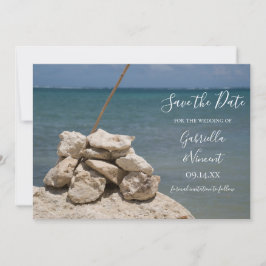 Steine auf der Strandhochzeit Save the Date