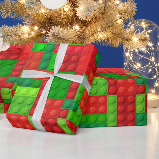 Steine aus rotem und grünem Gebäude | Weihnachten Geschenkpapier (Feiertage)