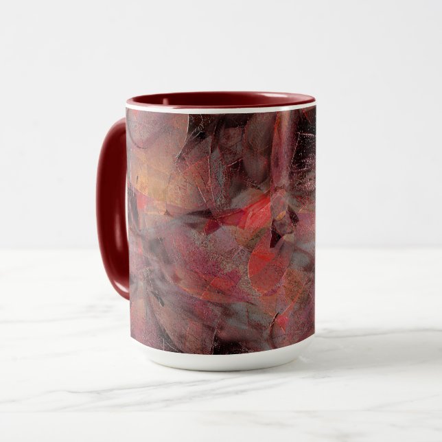 Steine in roten Farbtönen auf schwarz-grauem Hinte Tasse (Vorderseite Links)