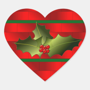 Steine und Mistletoe-Aufkleber des Weihnachtsmanns Herz-Aufkleber