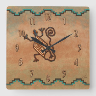 Steineidechse Quadratische Wanduhr