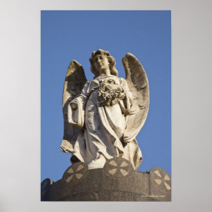 Steinengel, der hinunter Statue in Buenos Aires Poster