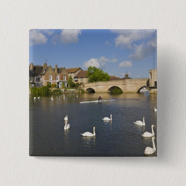 Steinerne Bogenbrücke und River Ouse, St Ives, Button (Vorderseite)