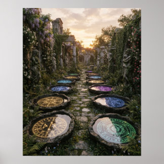 Steingarten mit Reflektionsbecken Poster