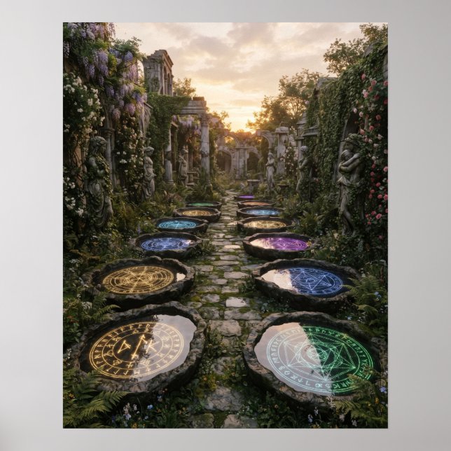 Steingarten mit Reflektionsbecken  Poster (Vorne)