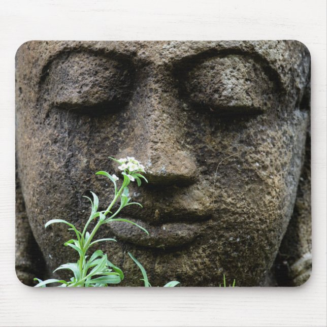 Steingartenstatue mit Blume Mousepad (Vorne)