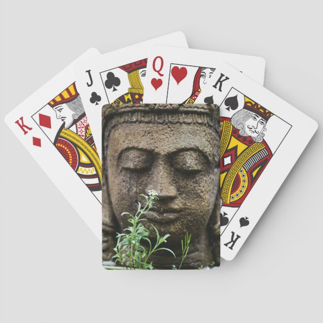 Steingartenstatue mit Blume Spielkarten (Rückseite)