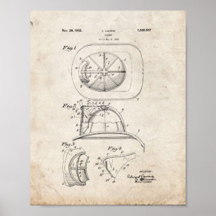 Steinhaufen-Feuerwehrmann-Sturzhelm-Patent - alter Poster
