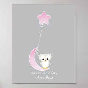 Steinkauz   Geschenkbuch für Babyparty zum Ausdruc Poster