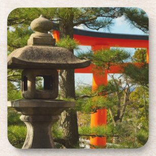 Steinlaterne und Torii-Tor Getränkeuntersetzer