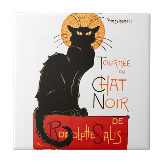 Steinlen Black Cat Classic French Artwork Fliese (Vorderseite)