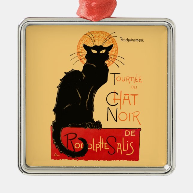 Steinlen Black Cat Classic French Artwork Ornament Aus Metall (Vorne)