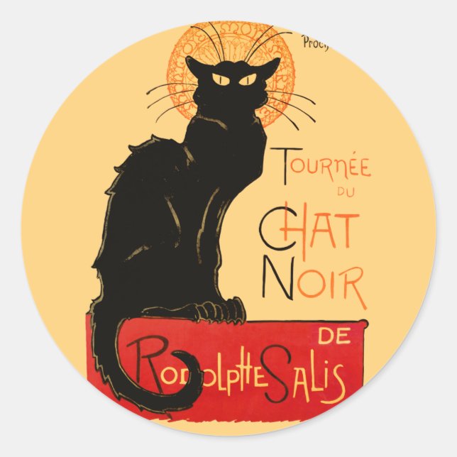 Steinlen Black Cat Classic French Artwork Runder Aufkleber (Vorderseite)