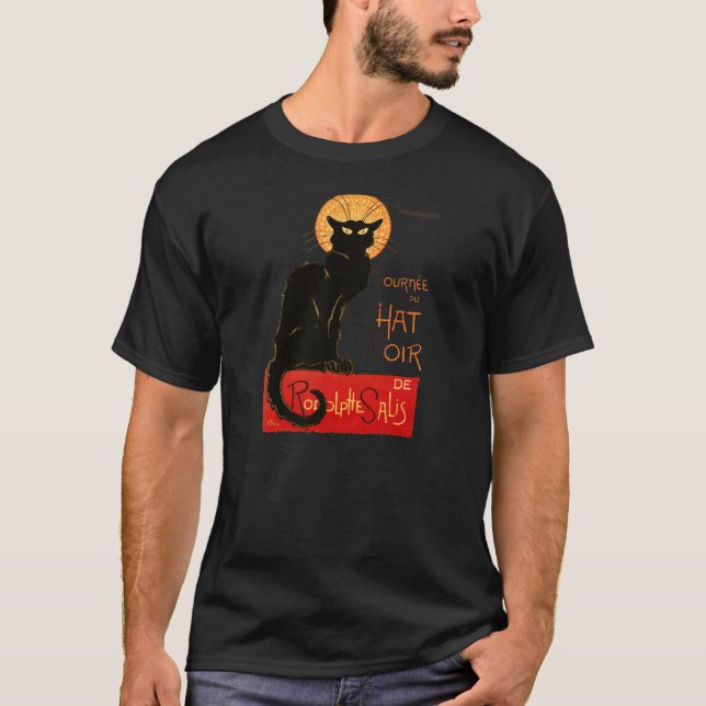 Steinlen Black Cat Classic French Artwork T-Shirt (Vorderseite)