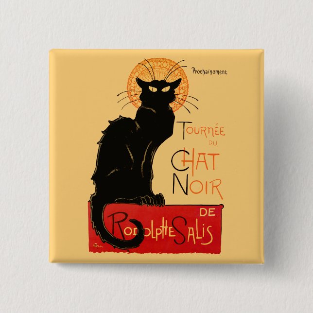 Steinlen Schwarze Katze Klassische Kunst Button (Vorderseite)