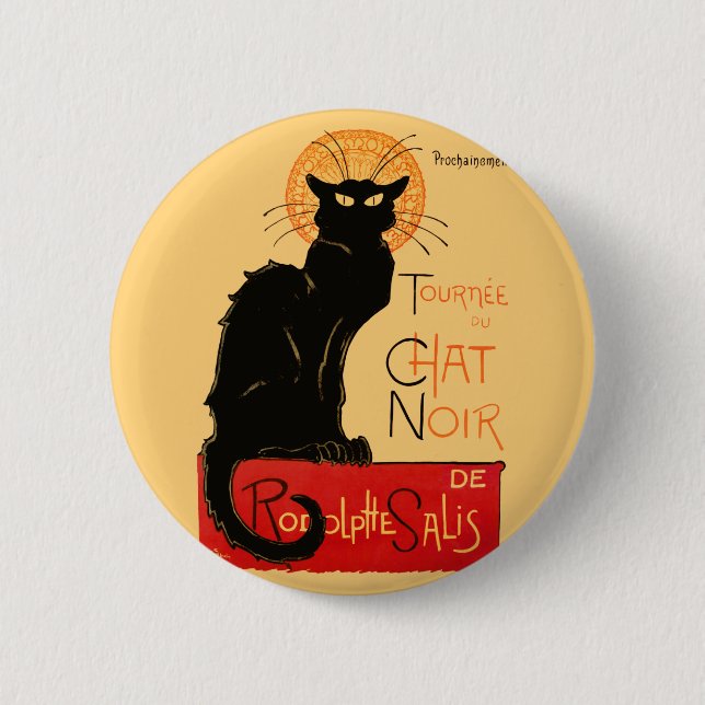 Steinlen Schwarze Katze Klassische Kunst Button (Vorderseite)