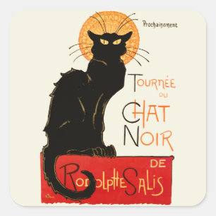 Steinlen Schwarze Katze Klassischer Französischer  Quadratischer Aufkleber