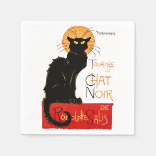 Steinlen Schwarze Katze Klassischer Französischer Serviette