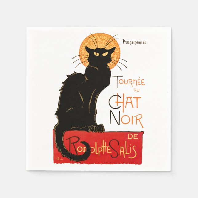Steinlen Schwarze Katze Klassischer Französischer  Serviette (Vorderseite)