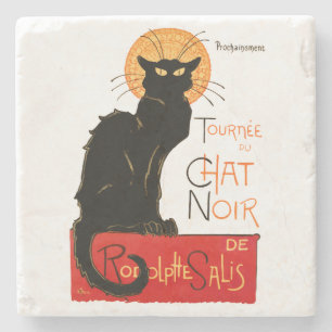 Steinlen Schwarze Katze Klassischer Französischer Steinuntersetzer