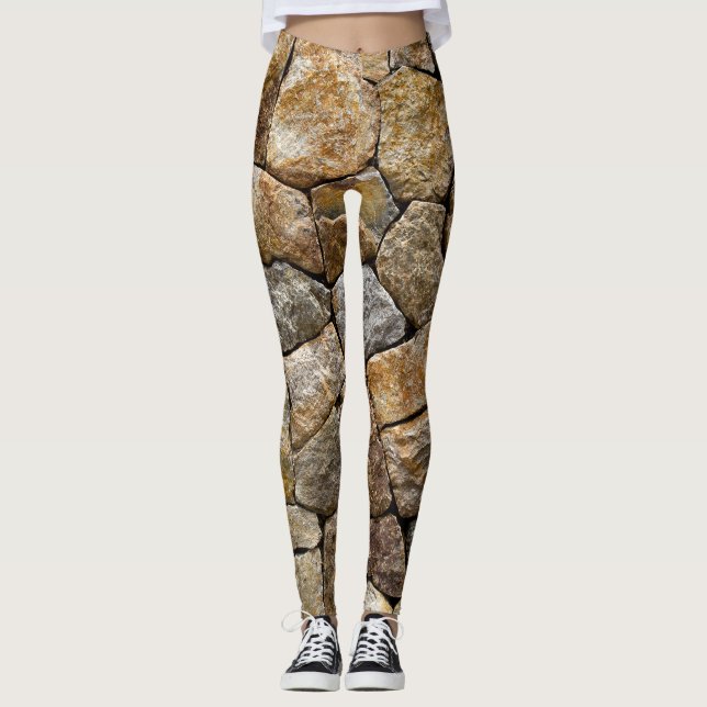 Steinmauer: Dekoratives Design Leggings (Vorderseite)