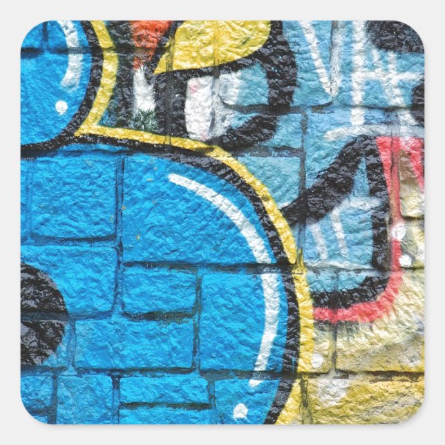 Steinmauer Graffiti Quadratischer Aufkleber (Vorderseite)