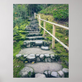 Steinpfad in den dichten Wald Poster
