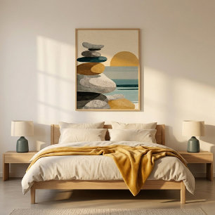 Steinstapel Sonnenuntergang Wandkunst für Schlafzi Poster