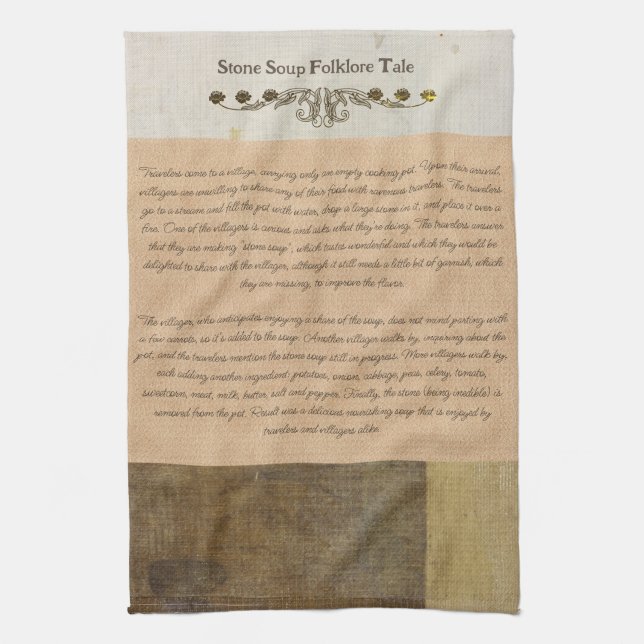 Steinsuppe Folklore Treasure | Geschirrtuch (Vertikal)