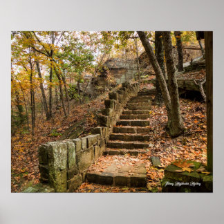 Steintreppe im Herbst - Heavener, Oklahoma. Poster