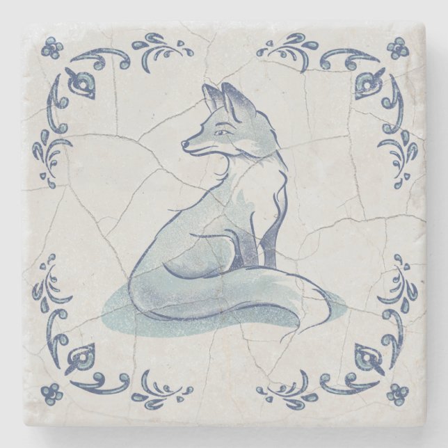 Steinuntersetzer Delft Fuchs (Vorderseite)