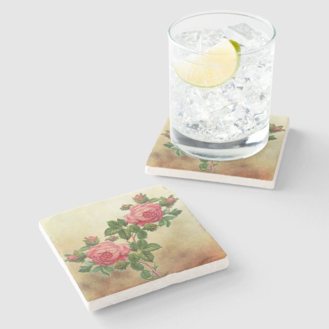 SteinUntersetzer der Vintagen Rosen (Seitenansicht)
