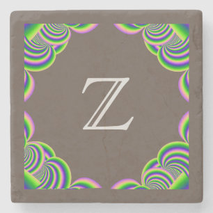 Steinuntersetzer Monogramm Mehrfarbig und Braun