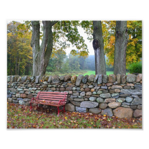 Steinwand im Herbst-Foto-Druck Fotodruck
