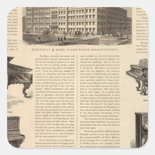 Steinway und Sons, Piano-Hersteller Quadratischer Aufkleber (Vorderseite)