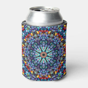 Steinwunder-Vintages blaues Fraktal-Kaleidoskop Dosenkühler