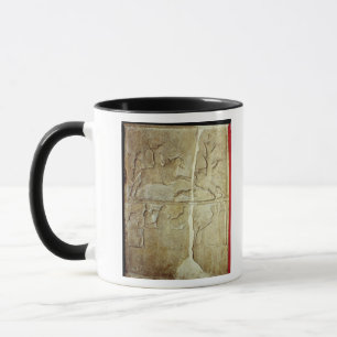 Stela Entlastung, die eine Jagd des wilden Ebers Tasse