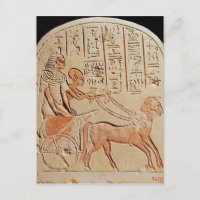 Stela stellt einen Schreiber dar, der einen Wagen