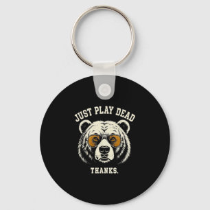 Stell dich tot danke lustiger Grizzlybär trägt Schlüsselanhänger