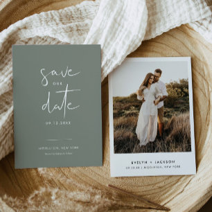 STELLA Boho Sage Foto Save the Date Einladung