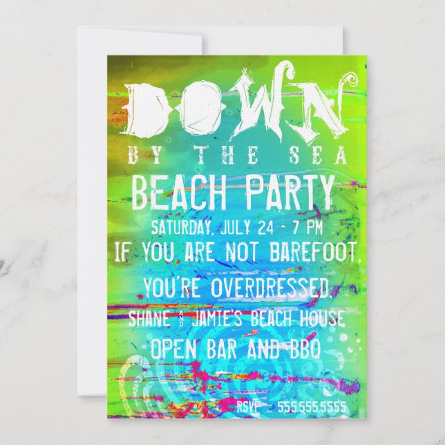 Stella Down by Sea Beach Party Einladung (Vorderseite)