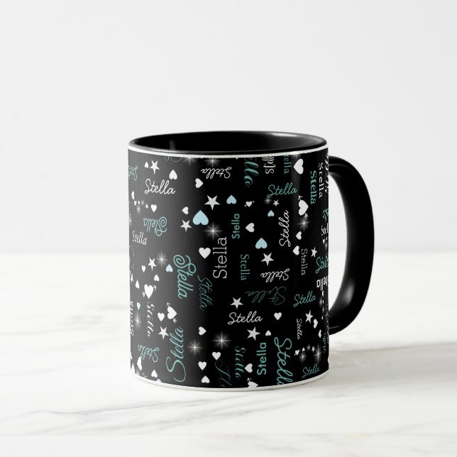 Stella individuelle Name voll von Herzen und Stern Tasse (VorderseiteRechts)