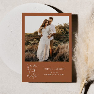 STELLA Modern Edgy Foto Save the Date Rust Einladung