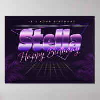 Stella Name Vorname lila retro Poster Geburtstag