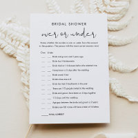 STELLA Over oder Under Brautparty Game Card