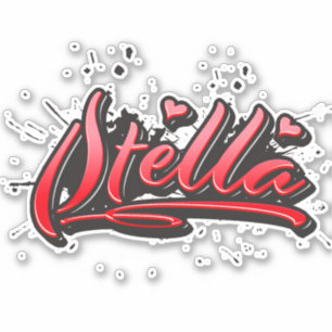 Stella red Heart Graffiti Aufkleber Sticker