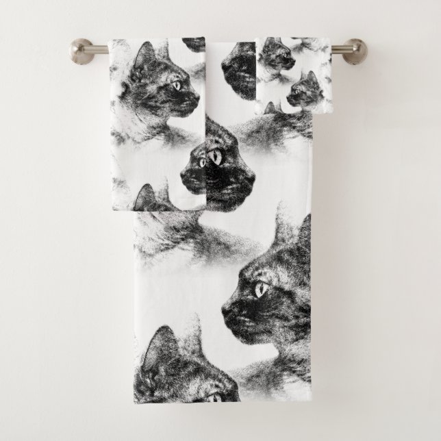 Stella the Gray Cat Badhandtuch Set (Insitu)